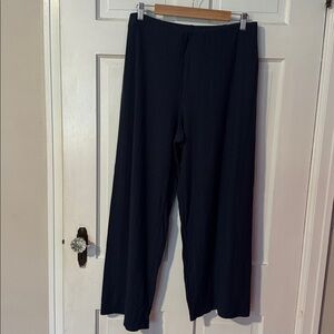 Eileen Fisher Women's Tencel Lyocell/Elastane Pull on Wide Leg Ribbed Blue Pants